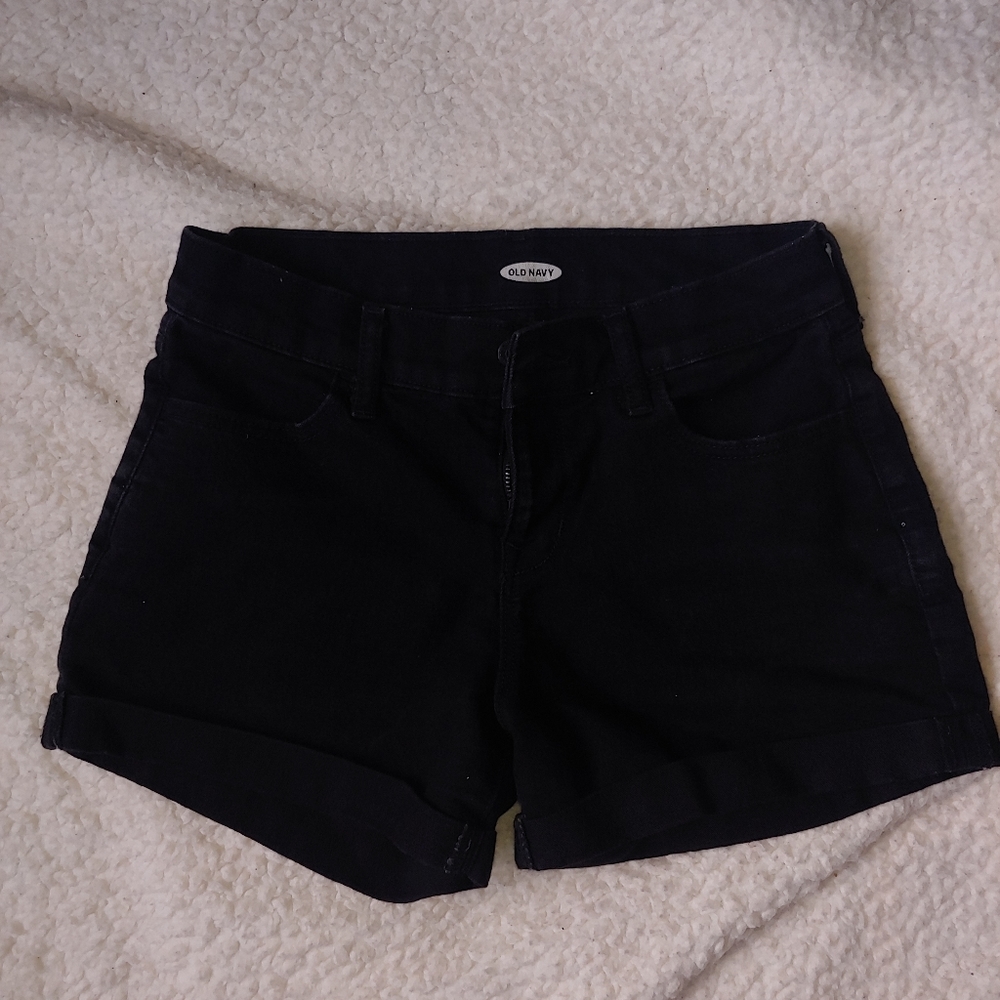 Black denim shorts